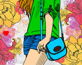Dibujo Chica con bolso pintado por patty