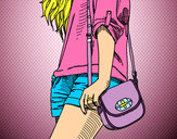 Dibujo Chica con bolso pintado por Salia