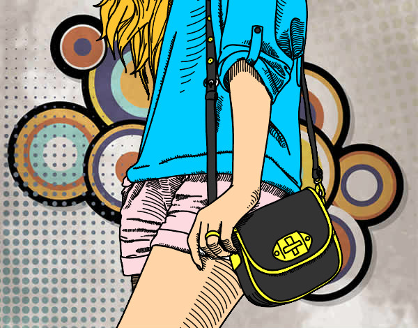 Dibujo Chica con bolso pintado por TiernaNany