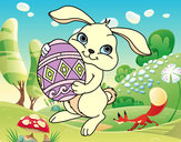 Dibujo Conejo con huevo de pascua pintado por keith