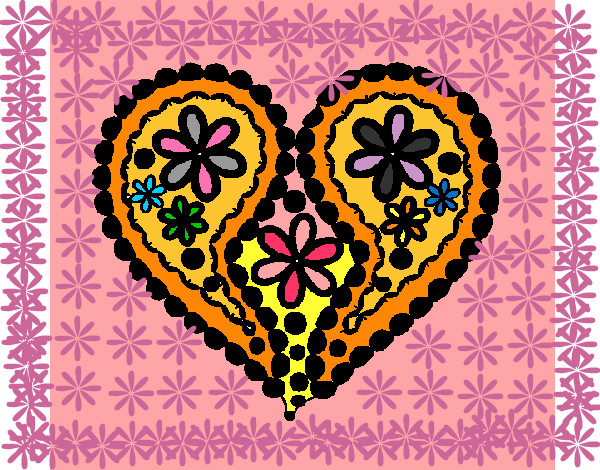 Dibujo Corazón de flores pintado por gissel1199