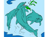 Dibujo Delfines jugando pintado por rotzana