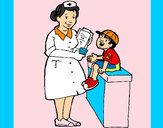 Dibujo Enfermera y niño pintado por giulianam