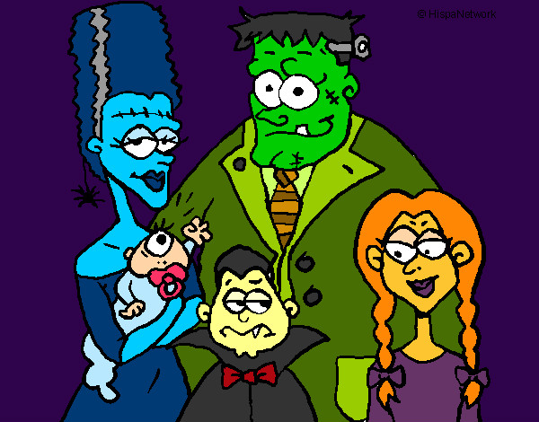 Dibujo Familia de monstruos pintado por elturro