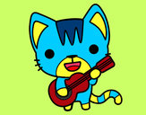 Dibujo Gato guitarrista pintado por Keity11
