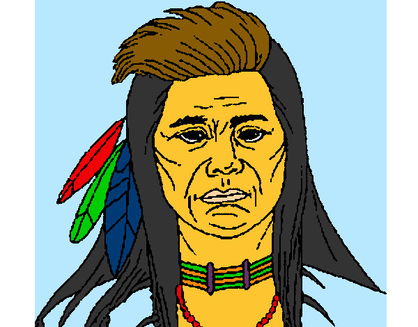 Dibujo Indio con grandes plumas pintado por yesabel