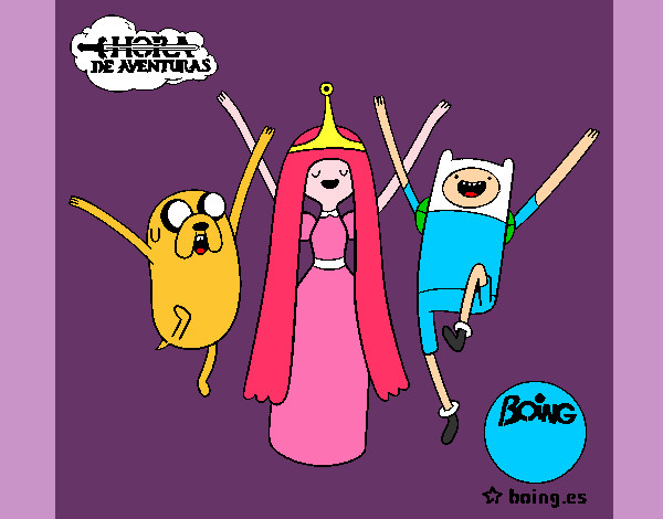Dibujo Jake, Princesa Chicle y Finn pintado por crisaba