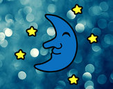 Dibujo Luna con estrellas pintado por Mari-Jose 