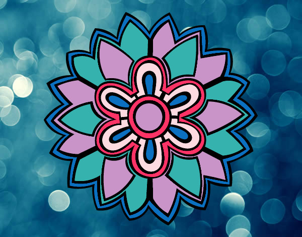 Mandala flor weisse azul