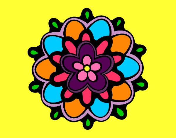 Dibujo Mándala con una flor pintado por danifinal