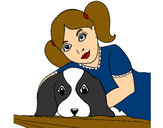 Dibujo Niña abrazando a su perro pintado por Annuska