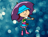 Dibujo Niña con paraguas pintado por Mimi_32