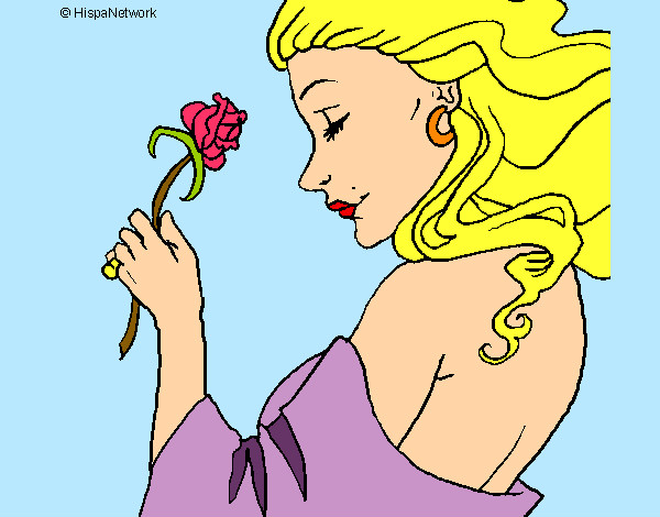 Dibujo Princesa con una rosa pintado por yesabel