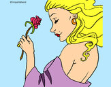 Dibujo Princesa con una rosa pintado por yesabel