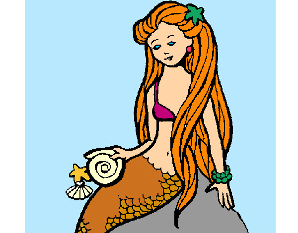 Dibujo Sirena con caracola pintado por tanxita