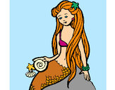 Dibujo Sirena con caracola pintado por tanxita