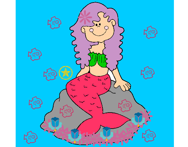 Dibujo Sirena sentada en una roca pintado por dianisss