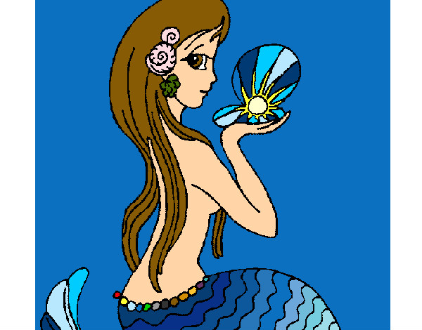 Dibujo Sirena y perla pintado por mirim