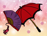 Dibujo Abanico y paraguas pintado por sandritaaa