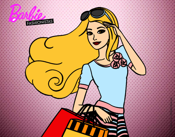 Dibujo Barbie con bolsas pintado por TiernaNany