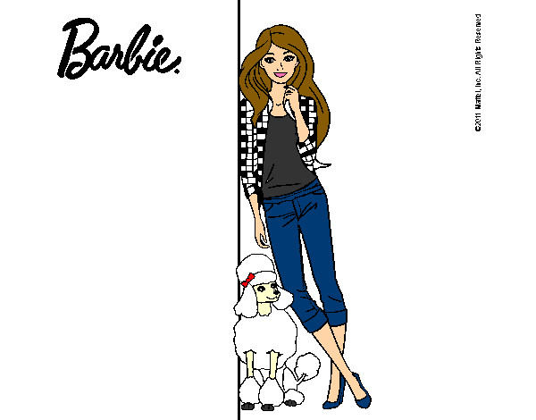 Dibujo Barbie con cazadora de cuadros pintado por AnnieMCH