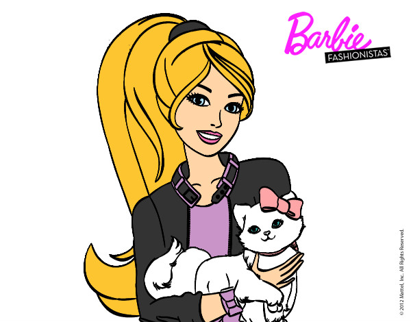 Barbie con gatita blanca