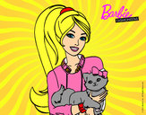 Dibujo Barbie con su linda gatita pintado por jule