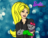 Dibujo Barbie con su linda gatita pintado por Nati08