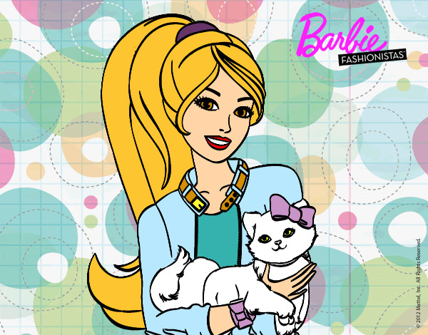 Dibujo Barbie con su linda gatita pintado por TiernaNany