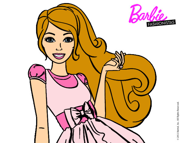 Dibujo Barbie con su vestido con lazo pintado por AnnieMCH