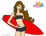 Dibujo Barbie con tabla de surf pintado por AnnieMCH