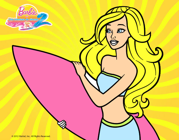 Dibujo Barbie va a surfear pintado por jule