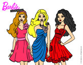 Dibujo Barbie y sus amigas vestidas de fiesta pintado por AnnieMCH