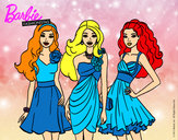 Dibujo Barbie y sus amigas vestidas de fiesta pintado por missmirim