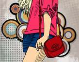 Dibujo Chica con bolso pintado por amoredelao