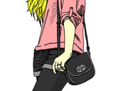 Dibujo Chica con bolso pintado por AnnieMCH