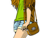 Dibujo Chica con bolso pintado por Ghibli