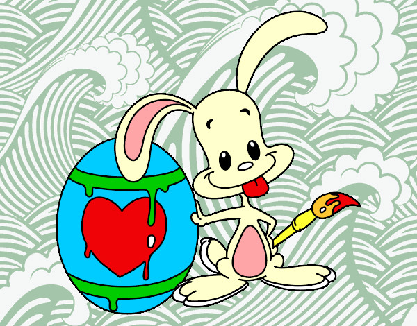 Dibujo Conejo pintando un huevo pintado por cazmi