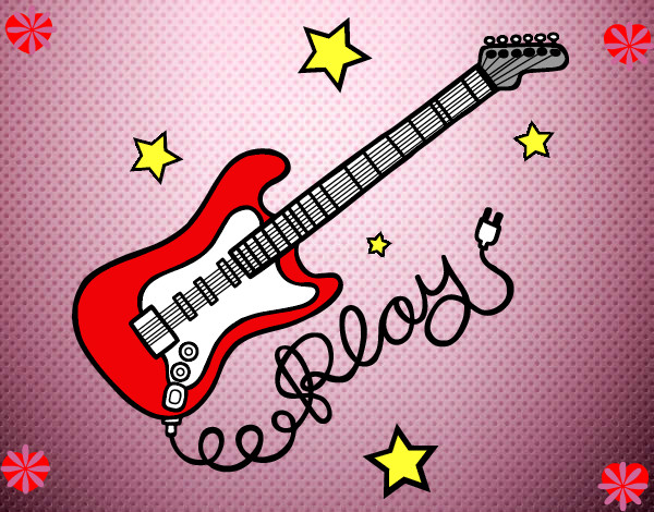 Dibujo Guitarra y estrellas pintado por _ailinzoe_