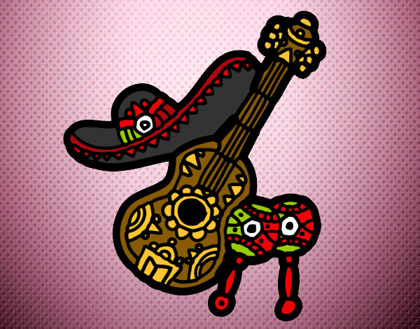 Dibujo Instrumentos mexicanos pintado por elli