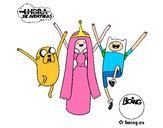 Dibujo Jake, Princesa Chicle y Finn pintado por deneiree