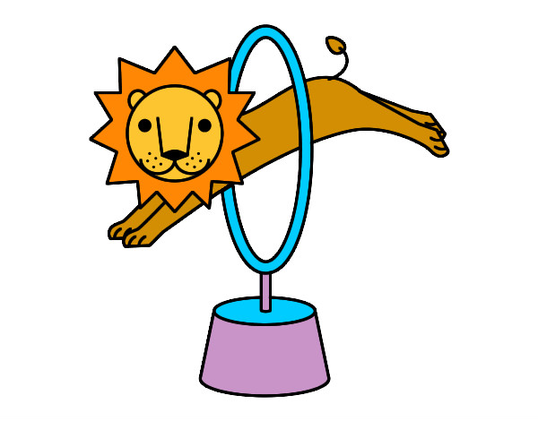 Dibujo León saltando pintado por p1a2