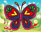 Dibujo Mandala mariposa pintado por elli