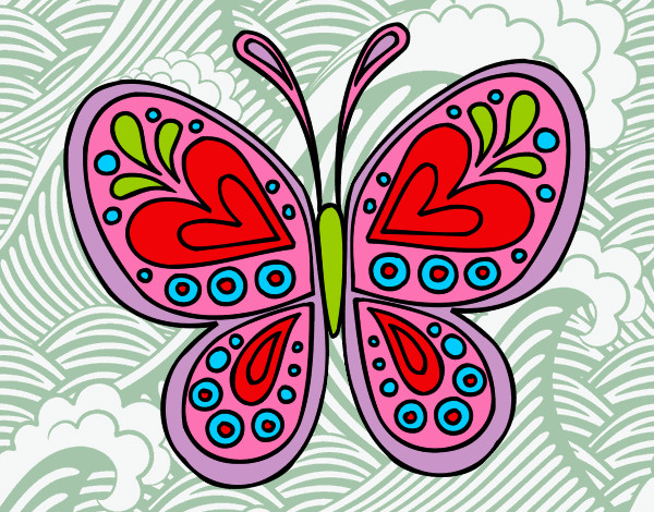 Dibujo Mandala mariposa pintado por jule