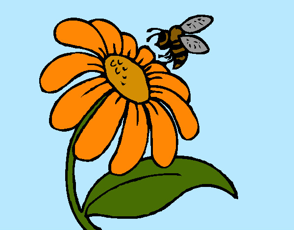 Dibujo de Margarita con abeja pintado por Dianayare en  el día  28-10-12 a las 20:03:11. Imprime, pinta o colorea tus propios dibujos!