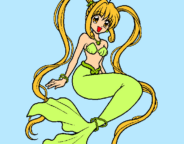 Dibujo Sirena con perlas pintado por TiernaNany