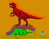 Dibujo Triceratops y tiranosaurios rex pintado por barkuyuu