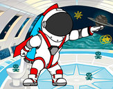 Dibujo Astronauta con cohete pintado por Sonic64