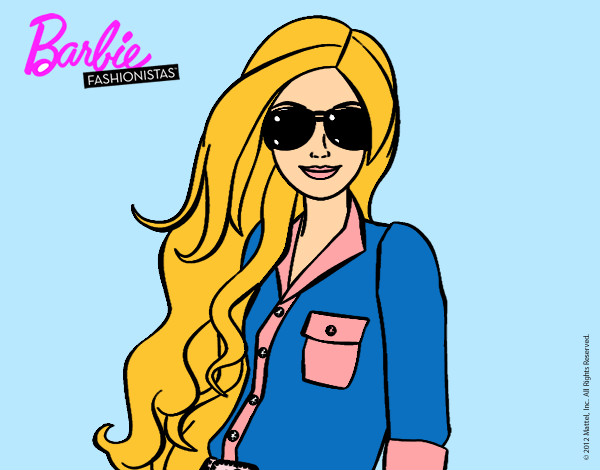 Dibujo Barbie con gafas de sol pintado por Alefeji