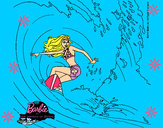Dibujo Barbie practicando surf pintado por violetta_2